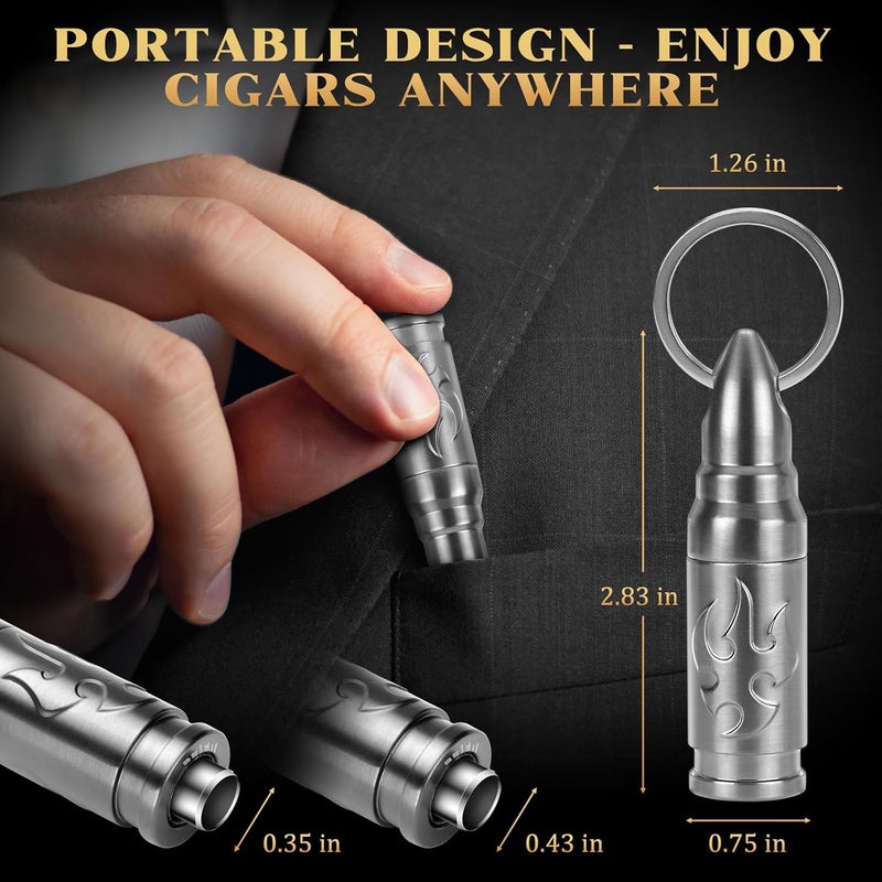 LIHTUN Portable Cigar Punch Cutter - Twist-Out Cigar Punch with 2 Sizes, Clockwise Switch Between Large and Small Punch Holes, Precision Cutting for Various Cigars, Christmas Day Gift (Silver) - Image 5